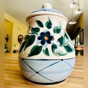Ceramic Floral Kitchen Canister - Blue and Green